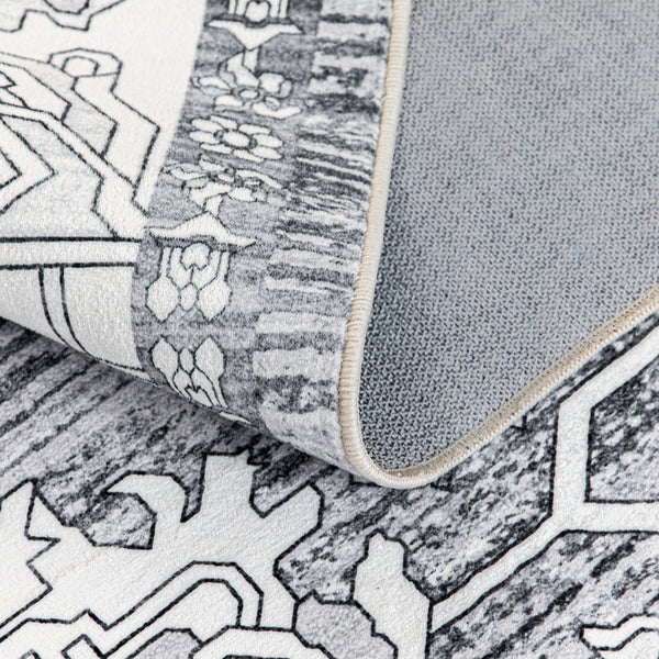 Extra Large Rug Silver Grey Neutral Distressed Lounges Carpet Runner Mat Machine Washable