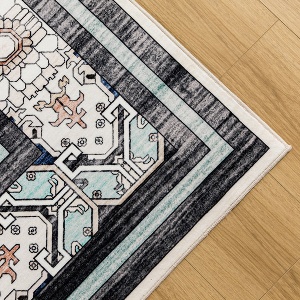 Teal Turquoise Blue Hallway Runner Soft Plush Vintage Blue Rug Non Slip 80x300cm