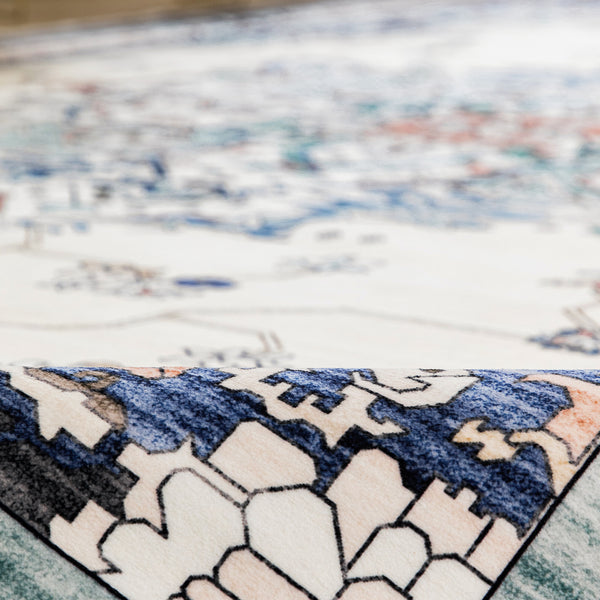 Teal Turquoise Blue Hallway Runner Soft Plush Vintage Blue Rug Non Slip 80x300cm