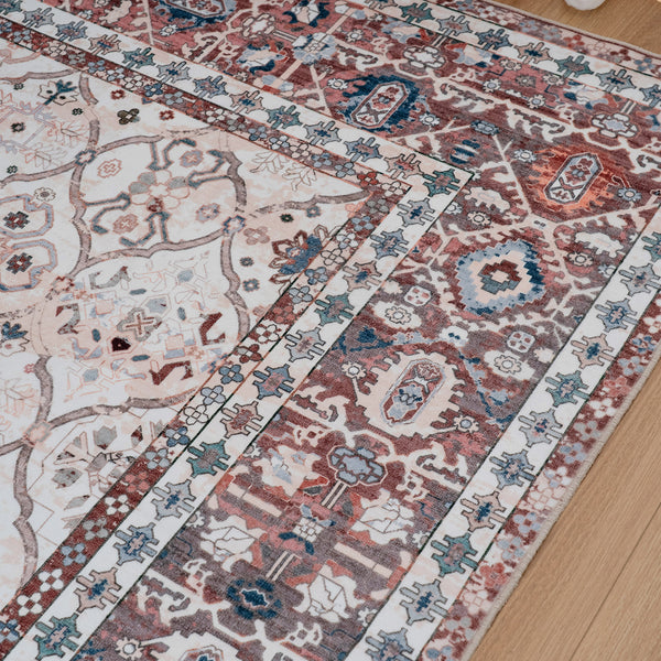 Extra Large Floor Rug Terra Cotta Soft Plush Trellis Diamond Modern Retro Carpet Machine Washable