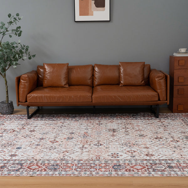 Extra Large Floor Rug Terra Cotta Soft Plush Trellis Diamond Modern Retro Carpet Machine Washable