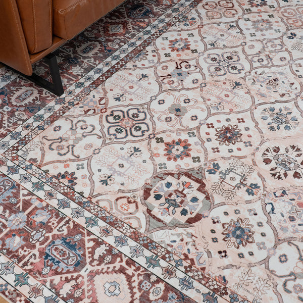 Extra Large Floor Rug Terra Cotta Soft Plush Trellis Diamond Modern Retro Carpet Machine Washable