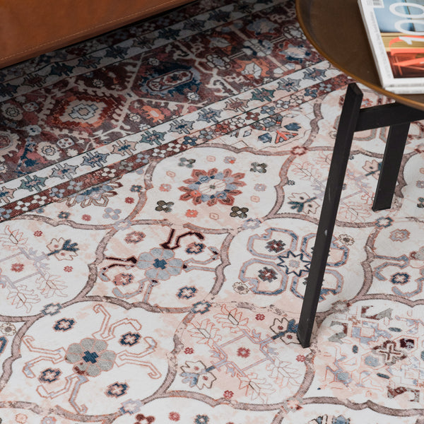 Extra Large Floor Rug Terra Cotta Soft Plush Trellis Diamond Modern Retro Carpet Machine Washable