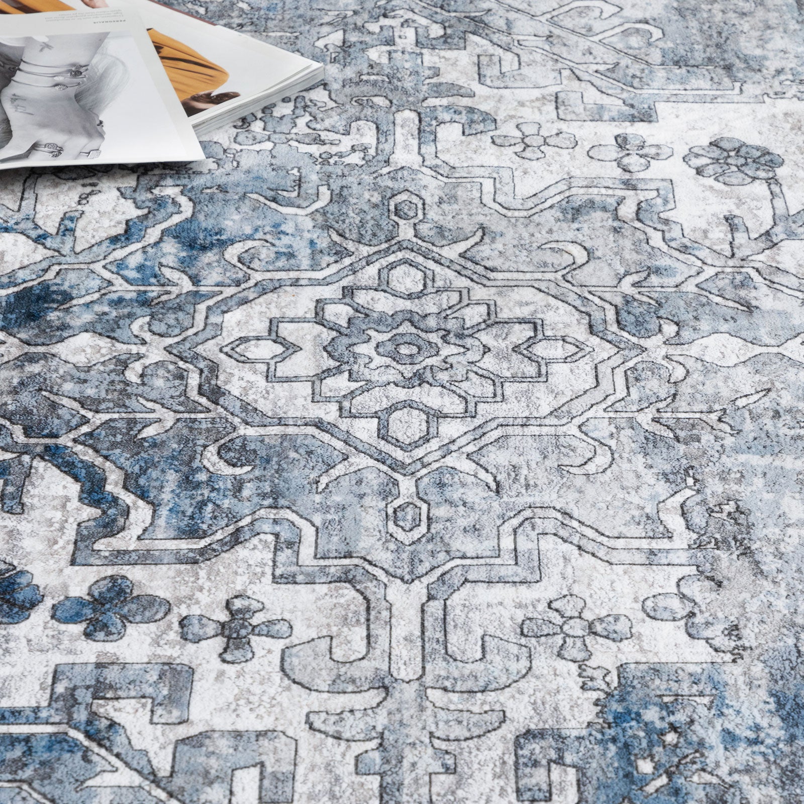 Large Distressed Rugs Clearance Extra Large Area Rug Blue Grey Thick Warm Plush Distressed A ...