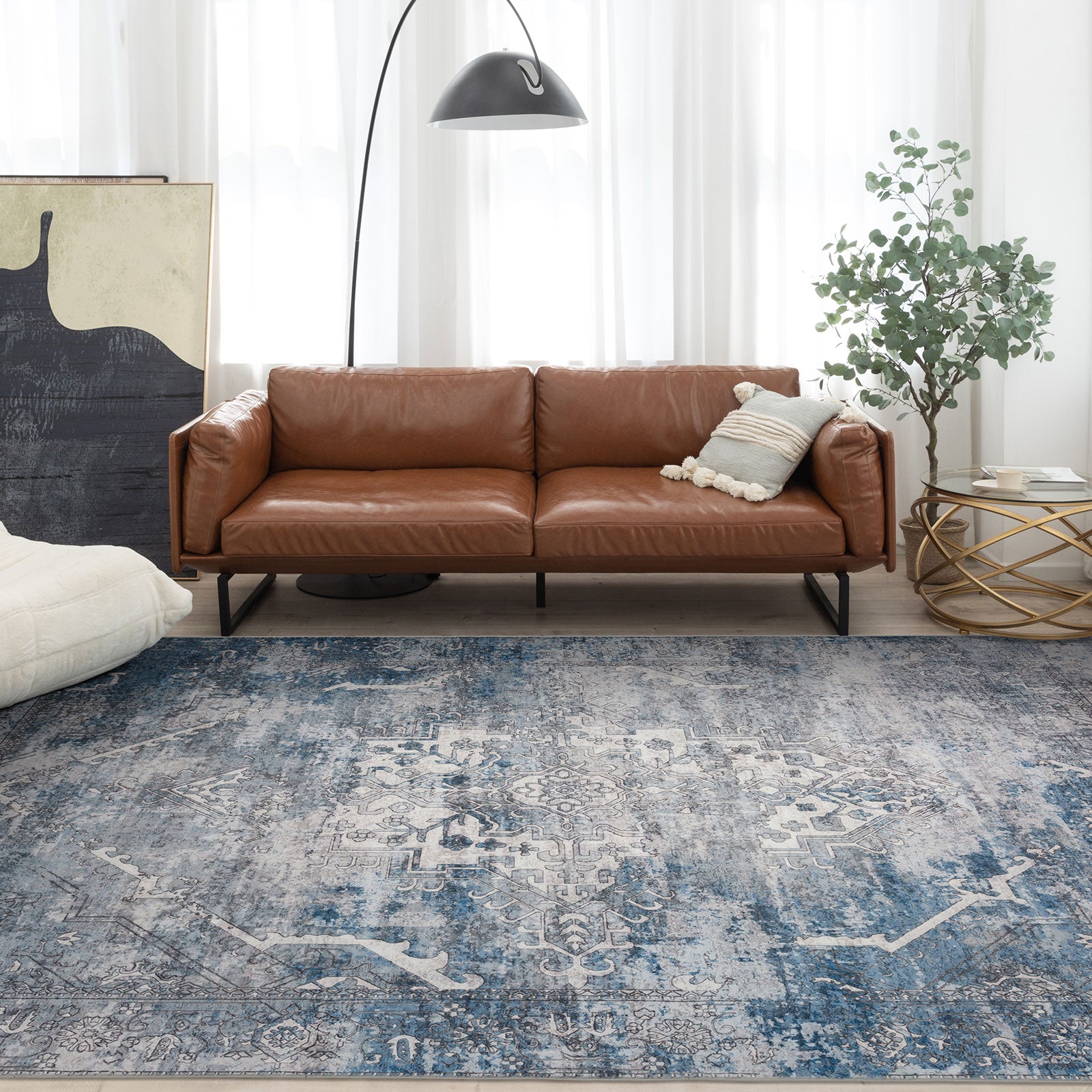 Large Distressed Rugs Clearance Extra Large Area Rug Blue Grey Thick Warm Plush Distressed A ...