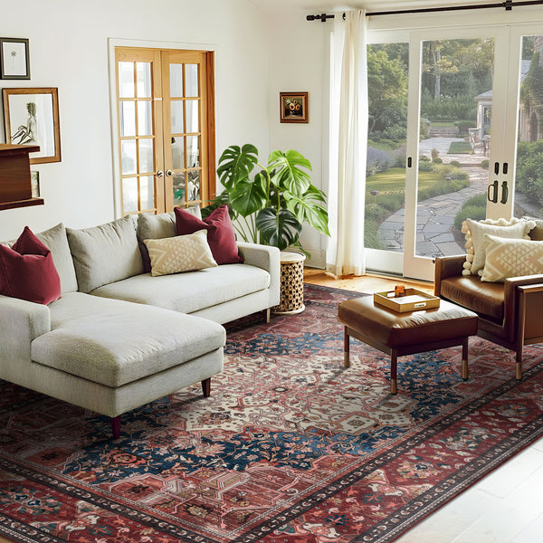 Flash Deal Extra Large Area Rug Vintage Red Soft Plush Non Slip Lounge ...
