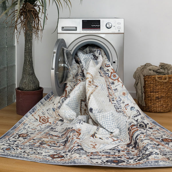 Last 2  Pcs Large Cream Ivory Beautiful Boho Carpet Machine Washable Bohemian Mat Geometric Hallway Runner