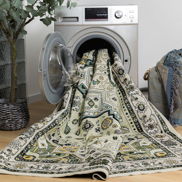 Extra Large Floor Rug Elegant Mustard Soft Plush Vintage Retro Traditional Carpet Mat Machine Washable Rugs