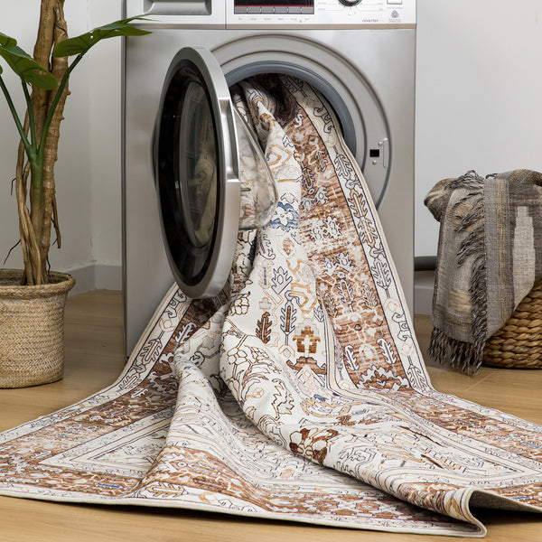 Extra Large Rug Coffee Brown Soft Plush Beautiful Allover Vintage Retro Carpet Machine Washable Mat Runner