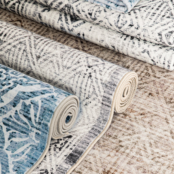 Clearance Extra Large Minimalist Rug Light Grey Distressed Abstract Geometric Diamond Carpet Machine Washable Mat