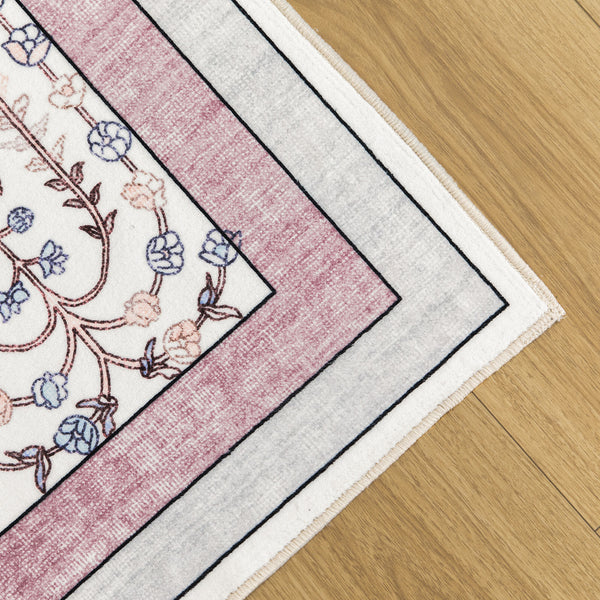 Pink Hallway Runner Charming Vines Rug Washable Non Slip Runners Mat 80x300cm