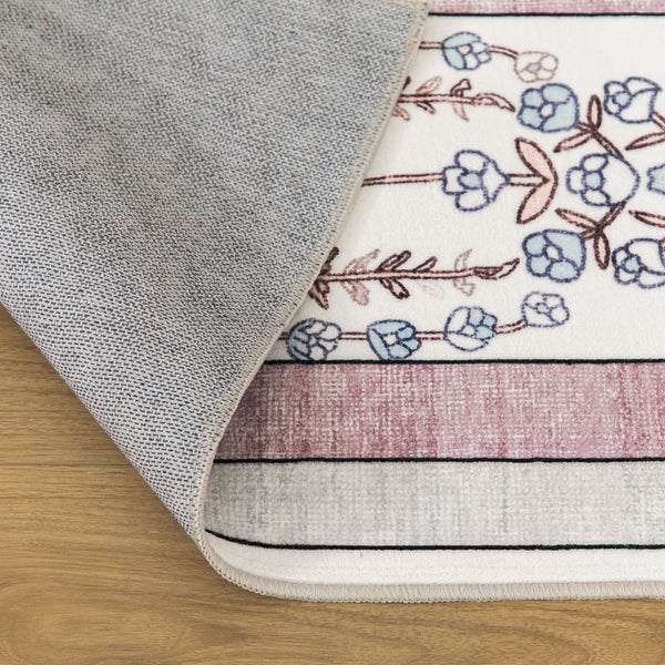 Extra Large Floor Rug Dusty Rose Pink  Beautiful Vines Machine Washable Carpet Non Slip Soft Hallway Rug