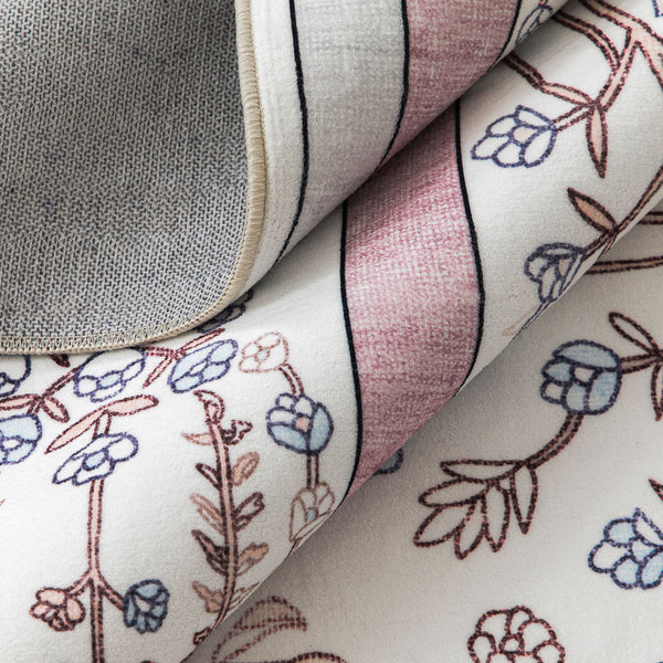 Extra Large Floor Rug Dusty Rose Pink  Beautiful Vines Machine Washable Carpet Non Slip Soft Hallway Rug