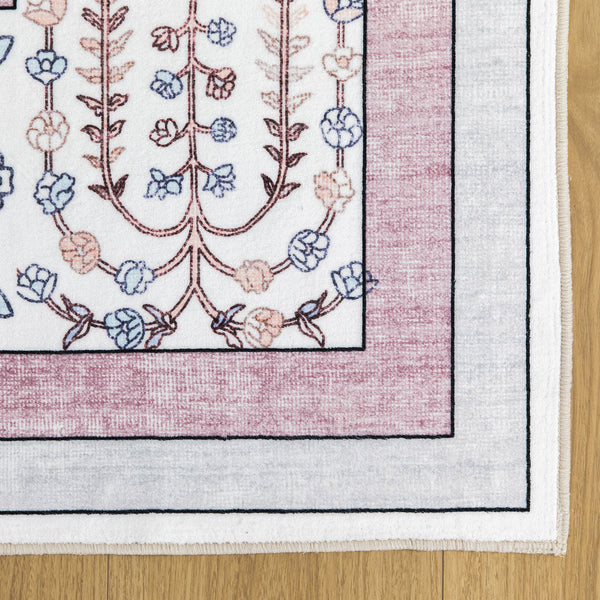 Extra Large Floor Rug Dusty Rose Pink  Beautiful Vines Machine Washable Carpet Non Slip Soft Hallway Rug