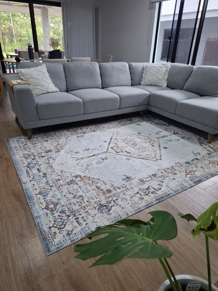 Last 2  Pcs Large Cream Ivory Beautiful Boho Carpet Machine Washable Bohemian Mat Geometric Hallway Runner