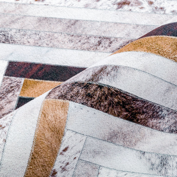 Hallway Runner Faux Cowhide Zigzag Corridor Runners Non Slip Carpet Washable 80x300cm CON05