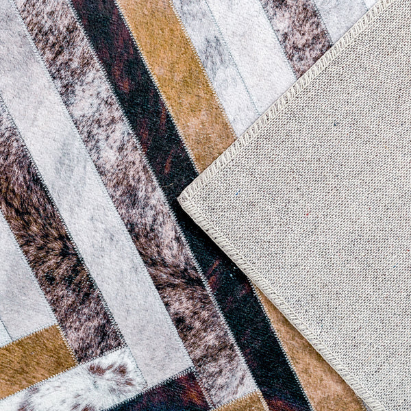 Hallway Runner Faux Cowhide Zigzag Corridor Runners Non Slip Carpet Washable 80x300cm CON05