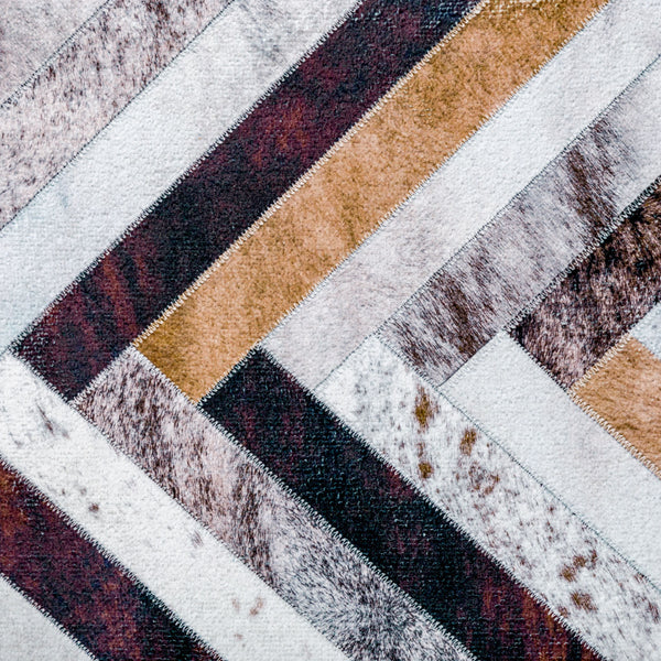 Hallway Runner Faux Cowhide Zigzag Corridor Runners Non Slip Carpet Washable 80x300cm CON05