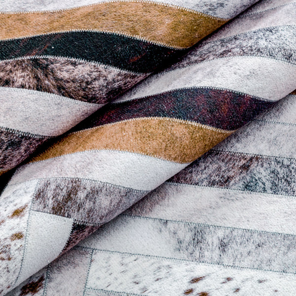 Hallway Runner Faux Cowhide Zigzag Corridor Runners Non Slip Carpet Washable 80x300cm CON05