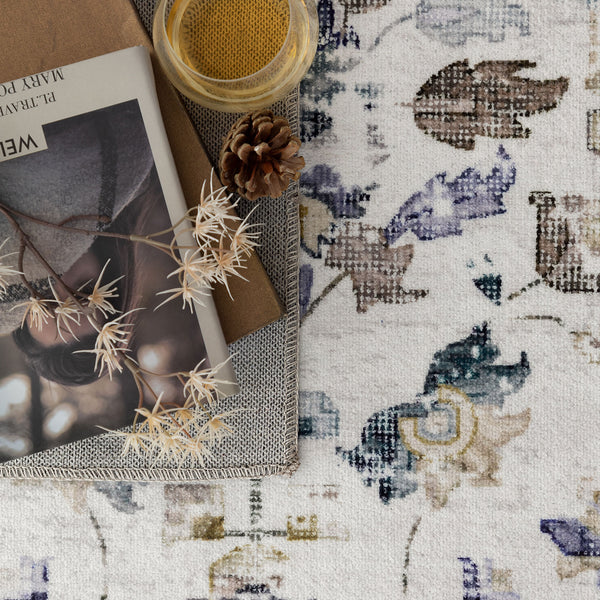 Beautiful Hallway Runner Rug Blue Floral Ivory Non Slip Kitchen Runners Washable  80x300cm