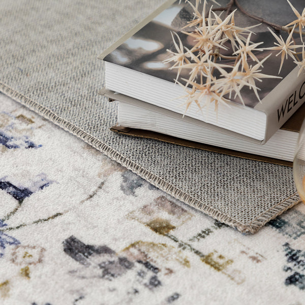 Beautiful Hallway Runner Rug Blue Floral Ivory Non Slip Kitchen Runners Washable  80x300cm