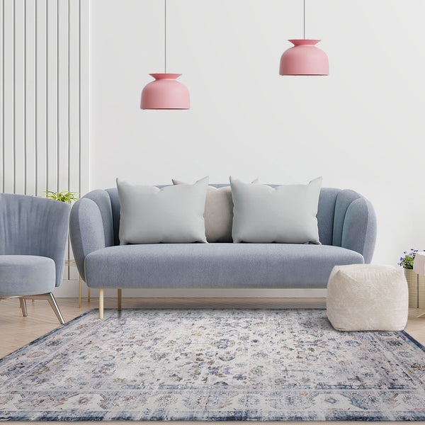 Flash Deal Extra Large Floor Rug Blue Ivory Allover Distressed Washable Carpet Runner Rugs Washable
