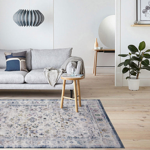 Flash Deal Extra Large Floor Rug Blue Ivory Allover Distressed Washable Carpet Runner Rugs Washable