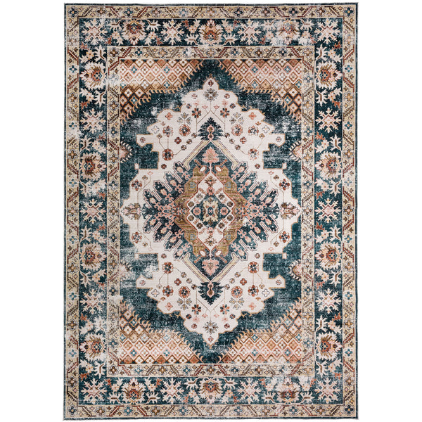 Extra Large Rugs Blue Pink Soft Distressed Vintage Traditional Carpet Hall Runner Machine Washable