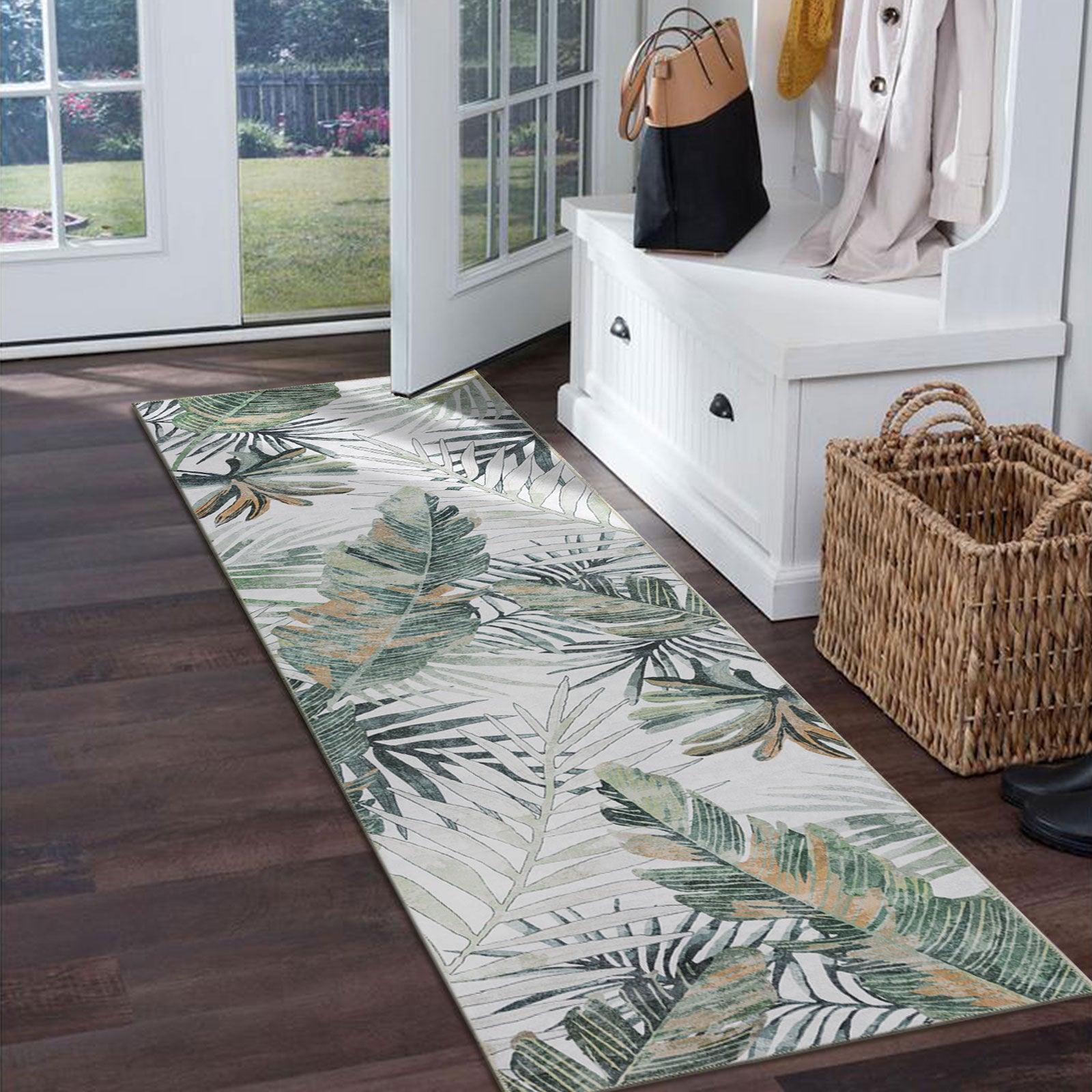 Extra Large Rug Tropical Leaves Subtle Green Modern Carpet Corridor Ru ...