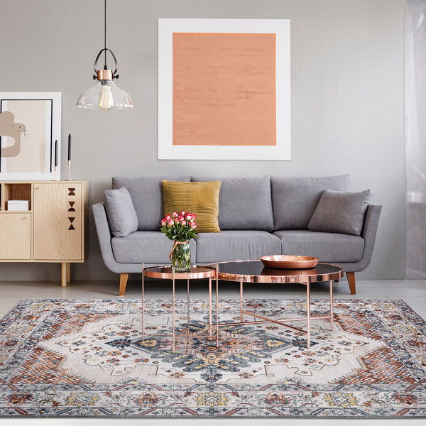 Extra Large Rug Gold Ivory Charming Blossom Medallion Lounges Carpet Runner Rugs Machine Washable