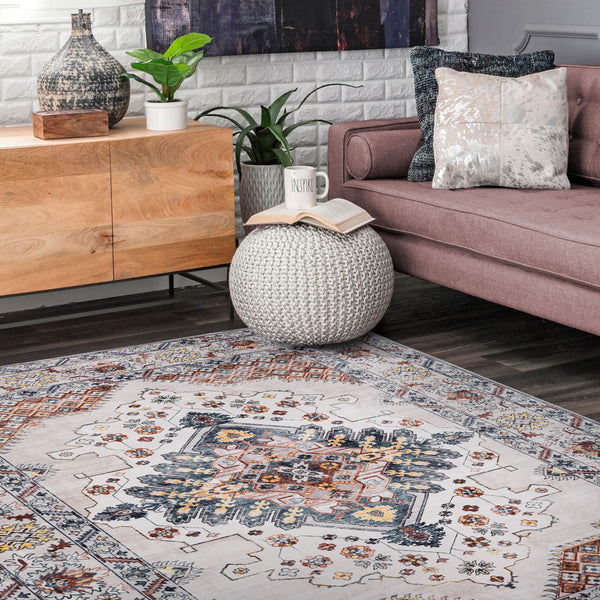 Extra Large Rug Gold Ivory Charming Blossom Medallion Lounges Carpet Runner Rugs Machine Washable