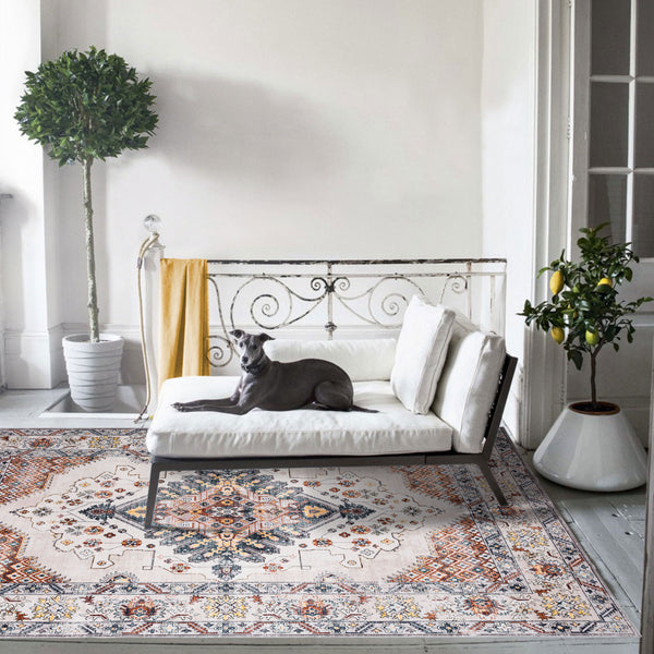 Extra Large Rug Gold Ivory Charming Blossom Medallion Lounges Carpet Runner Rugs Machine Washable