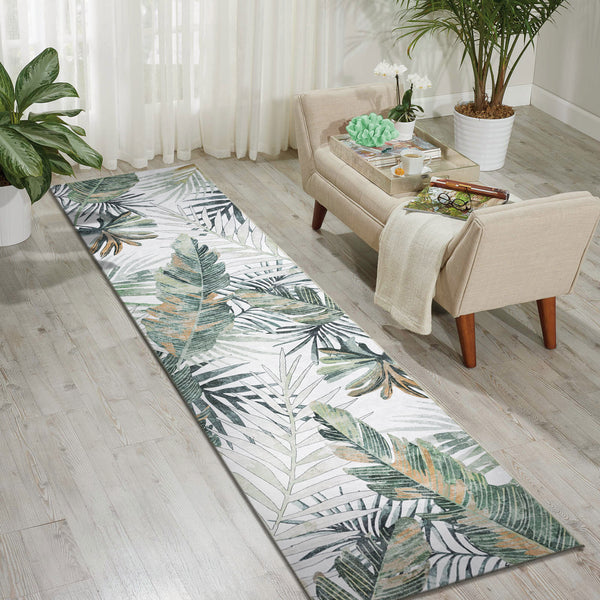 Beautiful Green Runner Rug Tropical Leaves Entry Way Carpet Anti Slip Rug Washable  80x300