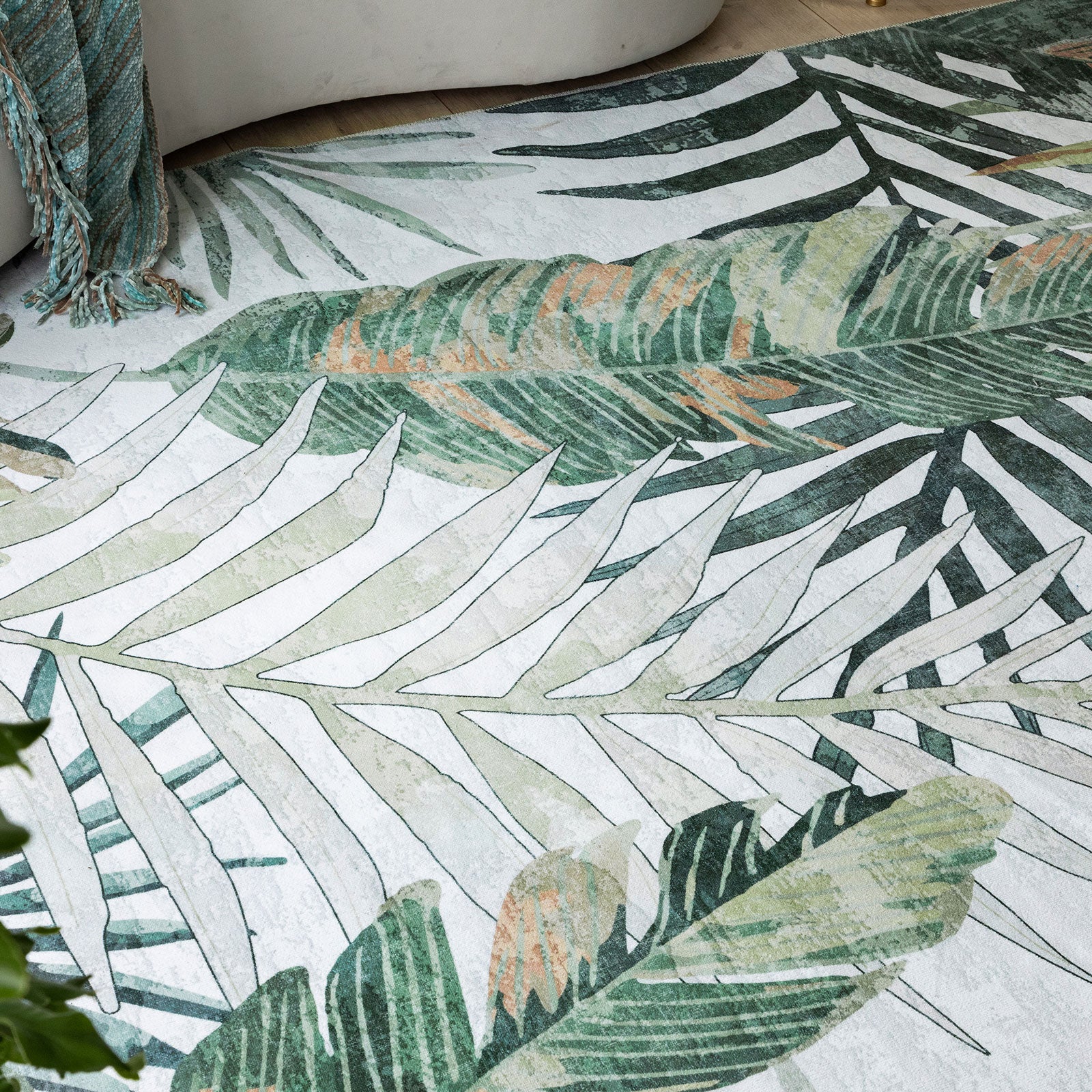 Extra Large Rug Tropical Leaves Subtle Green Modern Carpet Corridor Ru ...