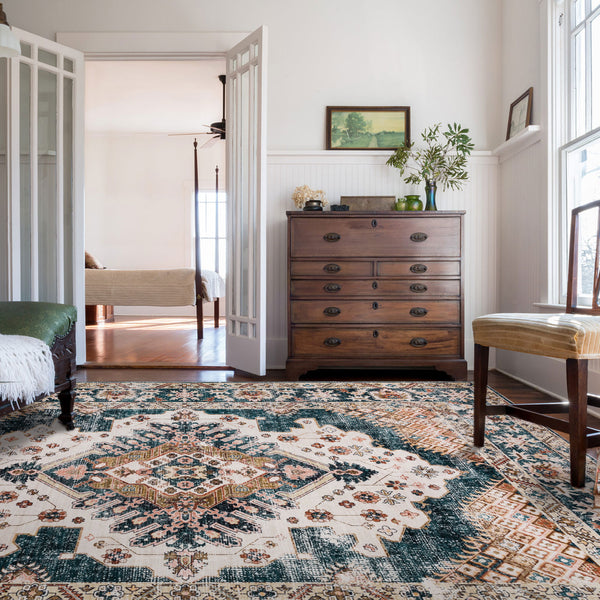 Extra Large Rugs Blue Pink Soft Distressed Vintage Traditional Carpet Hall Runner Machine Washable