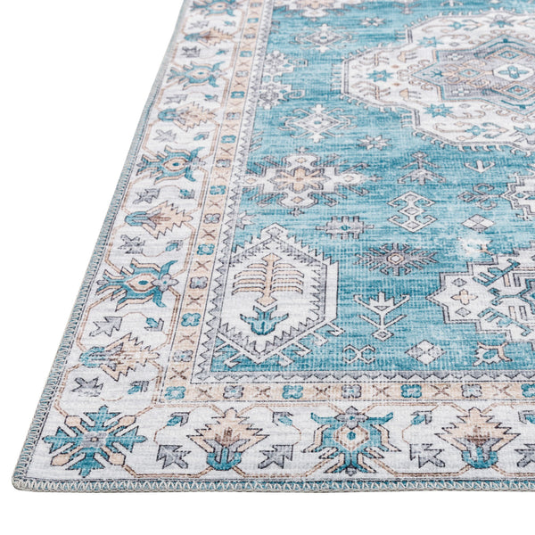 Teal Aqua Blue Hallway Runner Non Slip Rubber Back Corridor washable Carpet 80x300cm