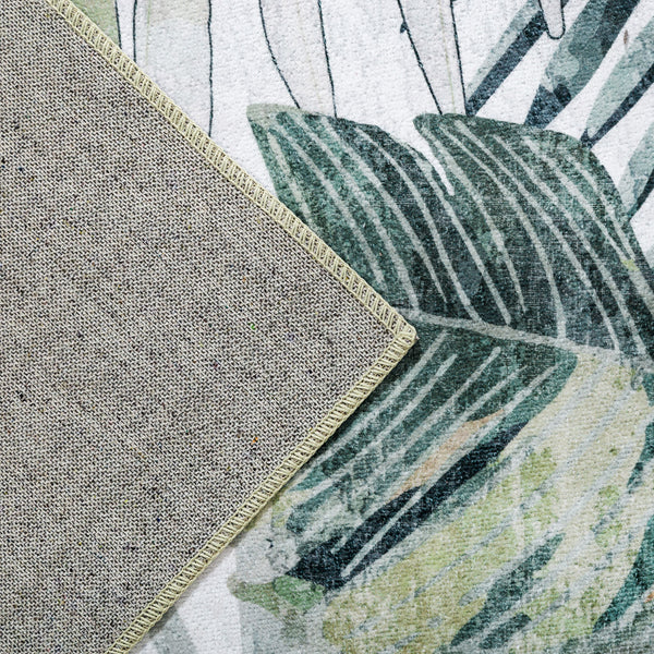 Beautiful Green Runner Rug Tropical Leaves Entry Way Carpet Anti Slip Rug Washable  80x300