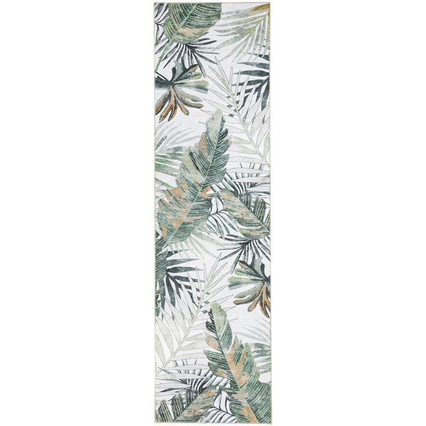 Beautiful Green Runner Rug Tropical Leaves Entry Way Carpet Anti Slip Rug Washable  80x300