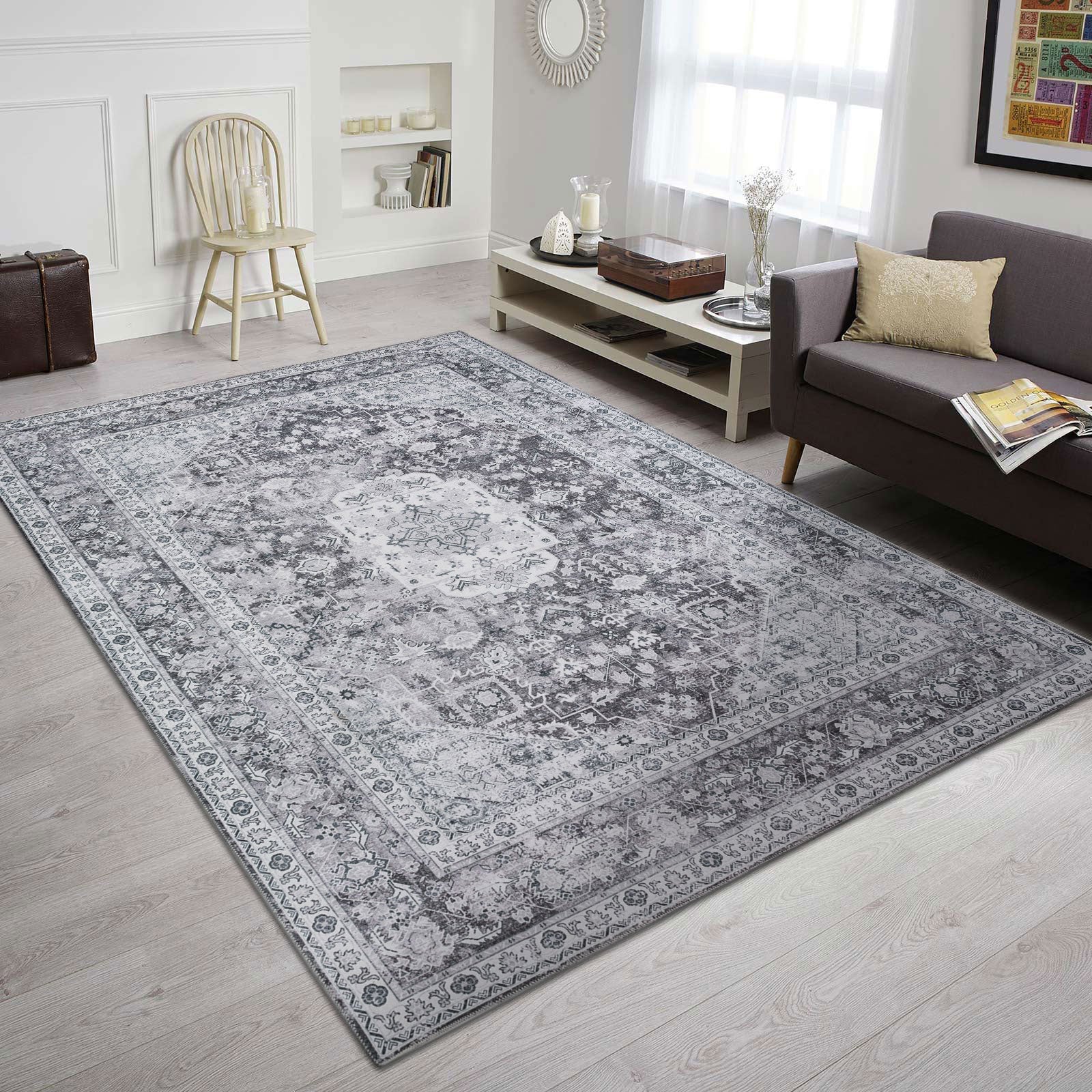 Clearance Extra Large Rugs Light Gray Distressed Allover Carpet Runner ...