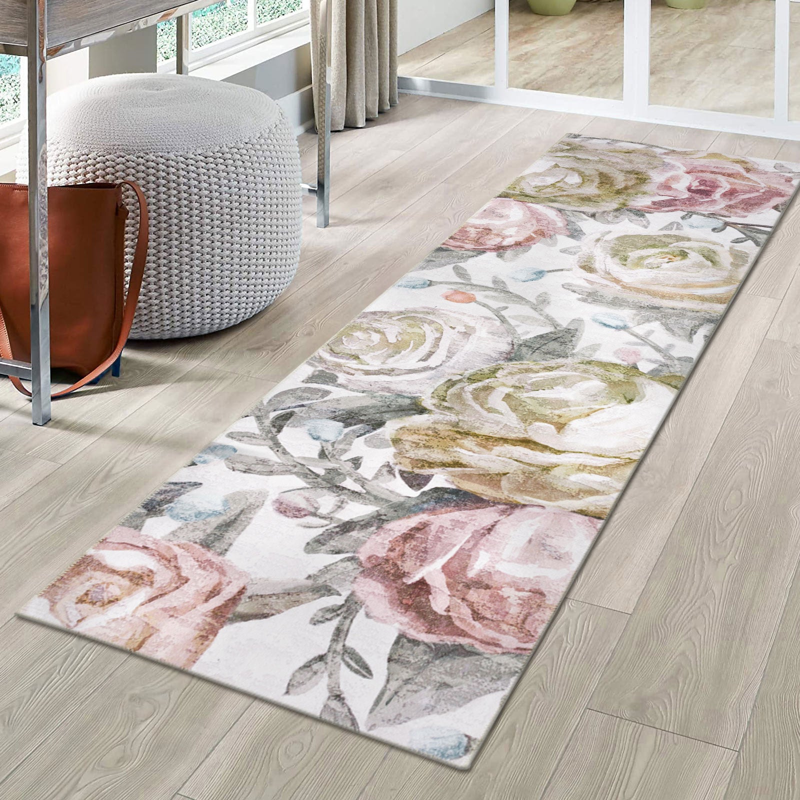 Clearance Extra Large Pastel Pink Rug Rose Bloom FLoral Modern Carpet ...