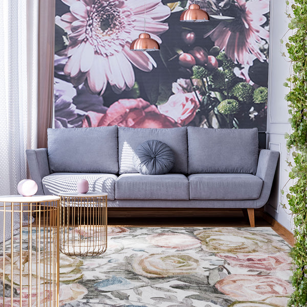 Clearance Extra Large Pastel Pink Rug Rose Bloom FLoral Modern Carpet Hallway Runner Rugs Machine Washable
