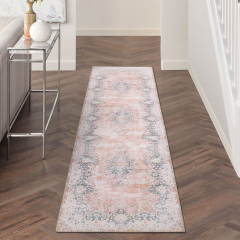 Washable Hallway Runner Rug Orange Distressed Vintage Carpet Anti Slip 80x300cm
