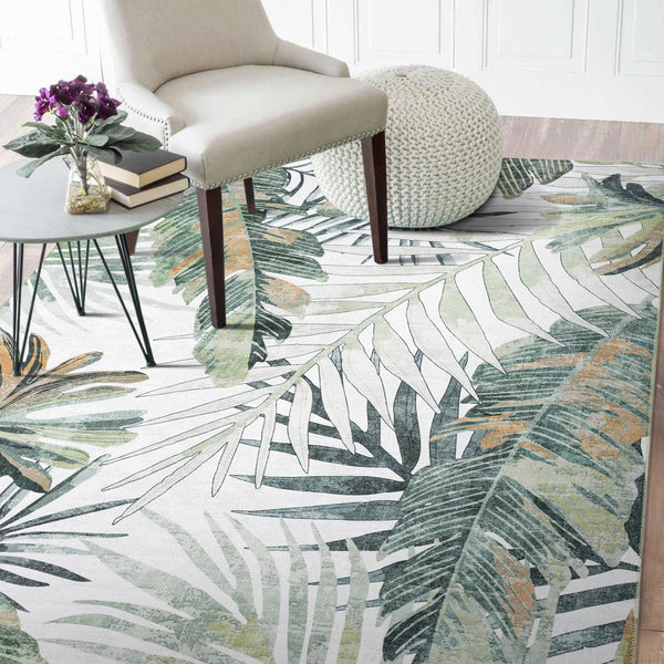 Extra Large Rug Tropical Leaves Subtle Green Modern Carpet Corridor Ru ...