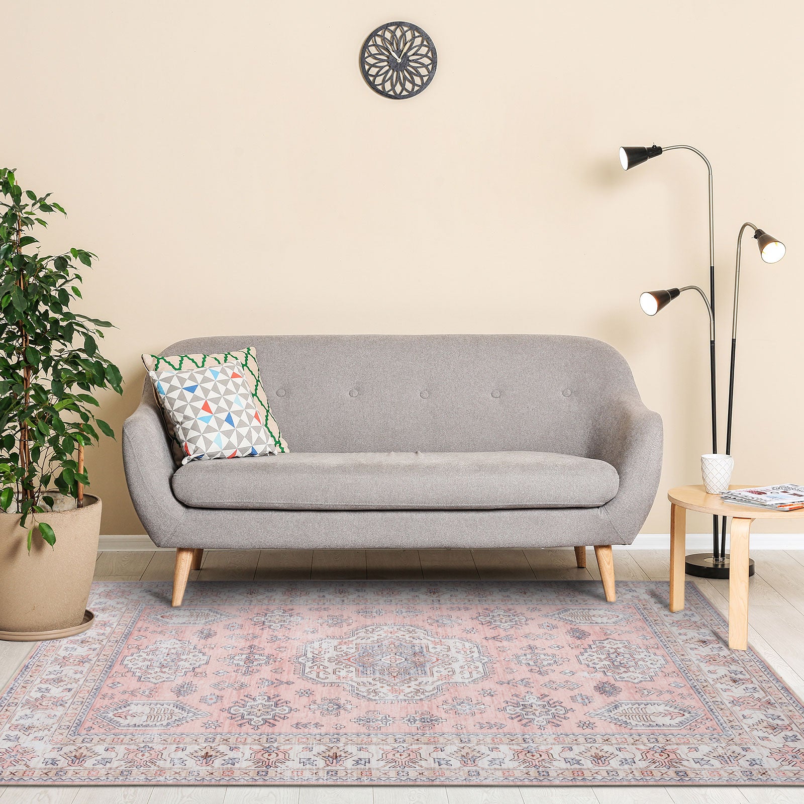 Extra Large Rug Pastels Pink Beautiful Tribal High Traffic Machine Was ...