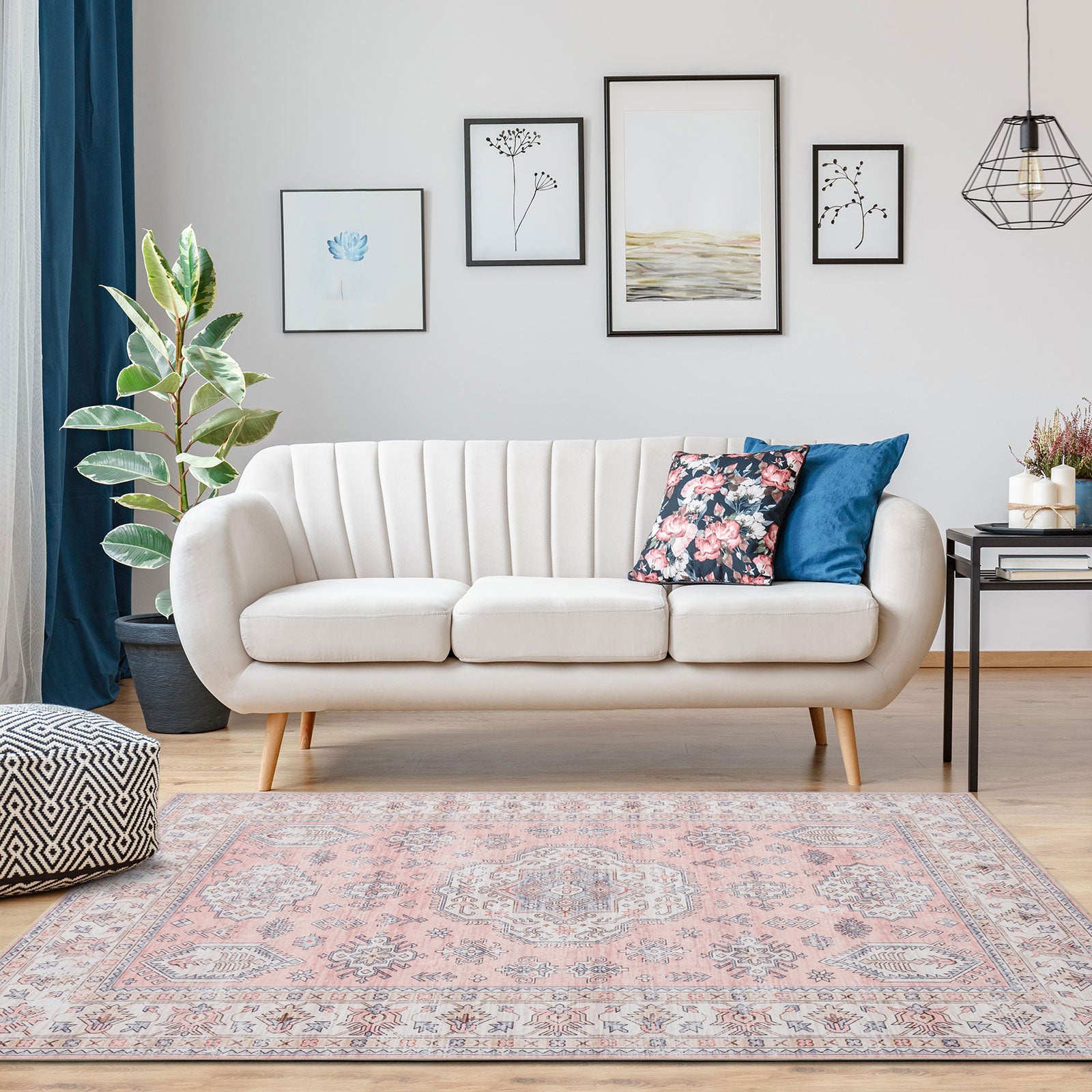 Extra Large Rug Pastels Pink Beautiful Tribal High Traffic Machine Was ...