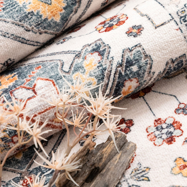 Extra Large Rug Gold Ivory Charming Blossom Medallion Lounges Carpet Runner Rugs Machine Washable