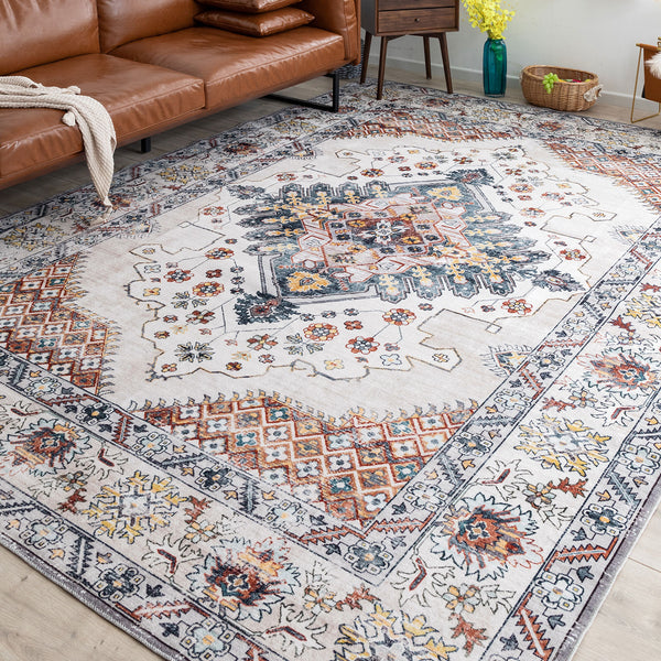 Extra Large Rug Gold Ivory Charming Blossom Medallion Lounges Carpet Runner Rugs Machine Washable