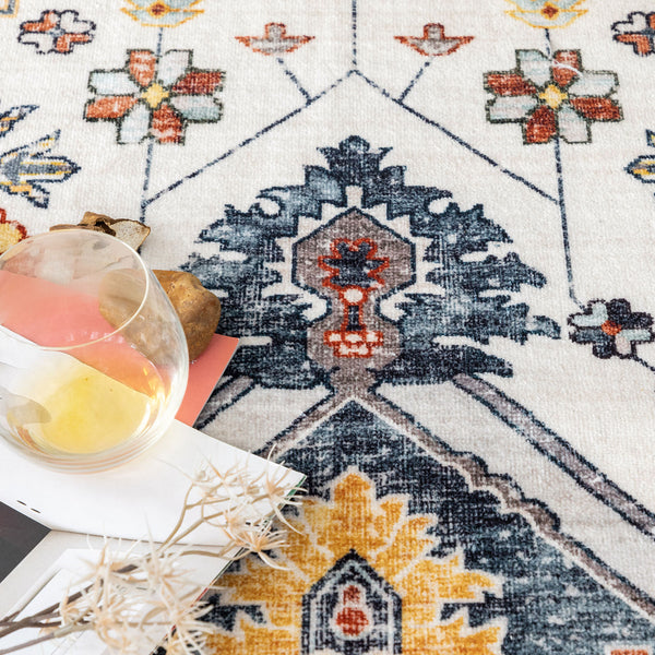 Extra Large Rug Gold Ivory Charming Blossom Medallion Lounges Carpet Runner Rugs Machine Washable