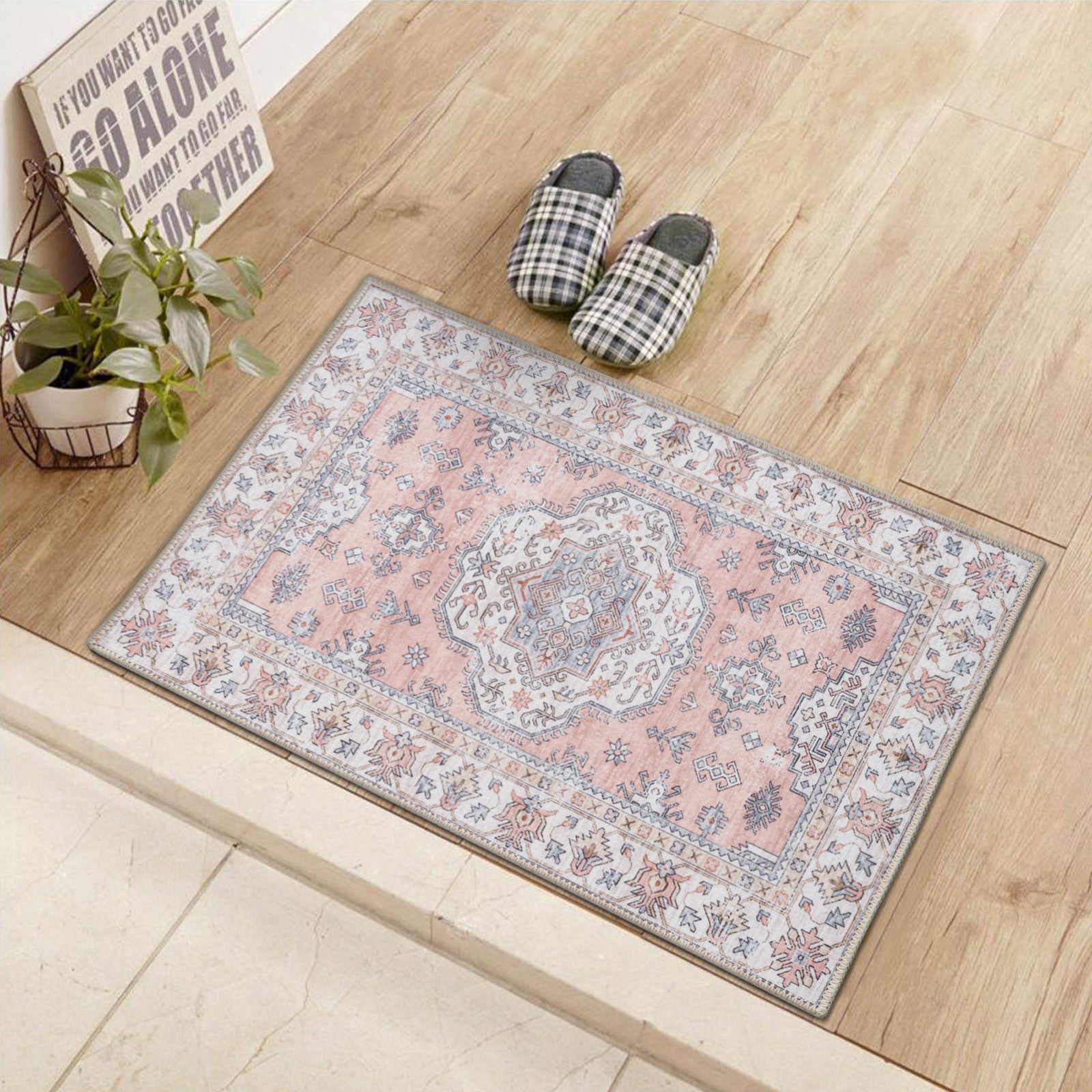 Extra Large Rug Pastels Pink Beautiful Tribal High Traffic Machine Was ...
