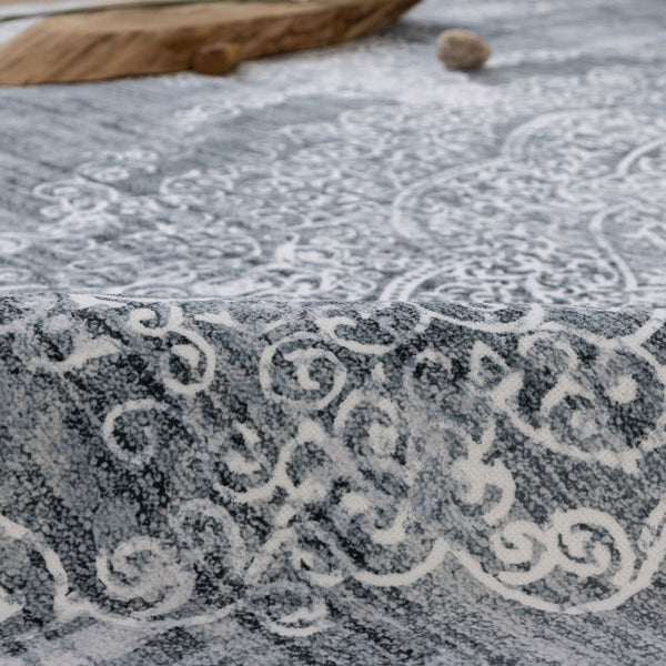 Silver Grey Hall Way Runner Rug Beautiful Distressed Entry Way Carpet Washable 80x300cm